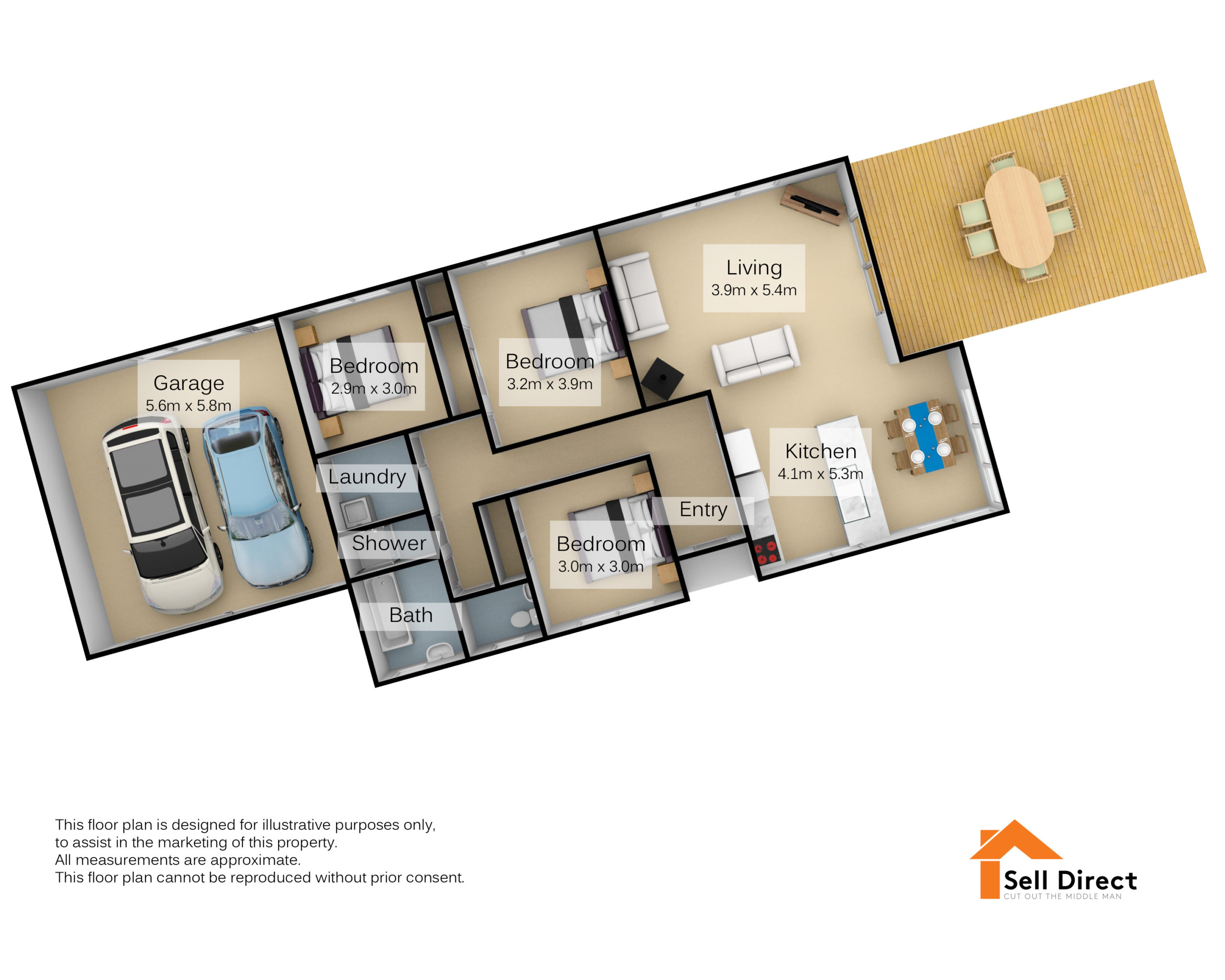 3D Floor Plan | 9a Alfred Street, Fairfield